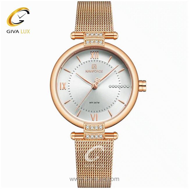 ساعت مچی اورجینال زنانه ناوی فورس|Naviforce|نوی فورس|نیوی فورس رزگلد | رزگلد| سفید| کد رفرنس NF5019